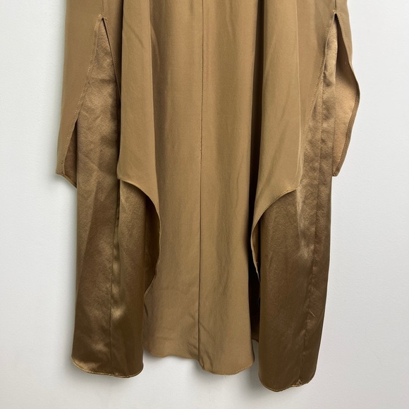 NEW Inclan Studio XS Camel Sleeveless Layered Silk Lagenlook Minimalist Dress - Picture 5 of 11